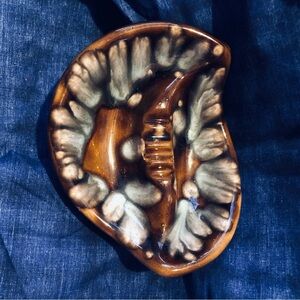 Organic Brown and Cream Ceramic ashtray from the 60s - gently used